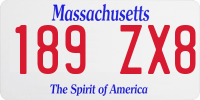 MA license plate 189ZX8