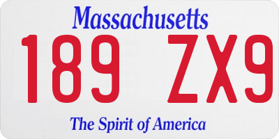 MA license plate 189ZX9