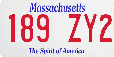 MA license plate 189ZY2