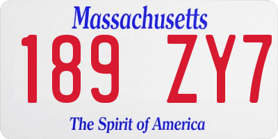 MA license plate 189ZY7