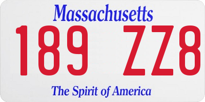 MA license plate 189ZZ8