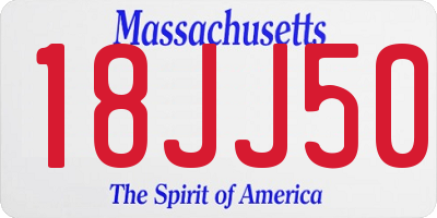 MA license plate 18JJ50