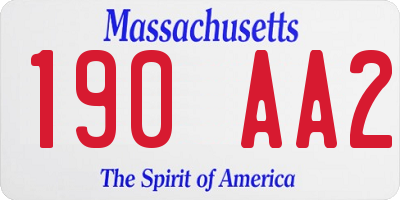 MA license plate 190AA2