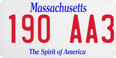 MA license plate 190AA3