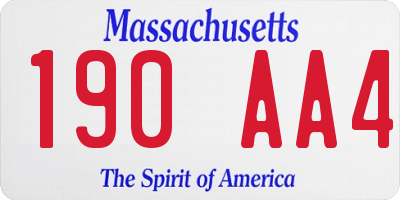 MA license plate 190AA4