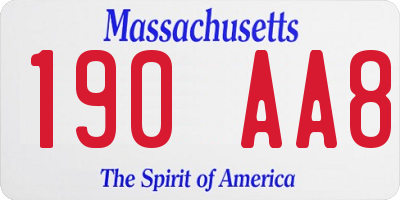 MA license plate 190AA8