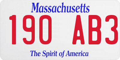 MA license plate 190AB3