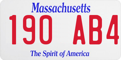 MA license plate 190AB4