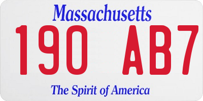 MA license plate 190AB7