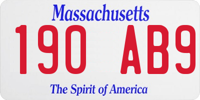 MA license plate 190AB9