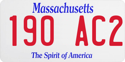 MA license plate 190AC2