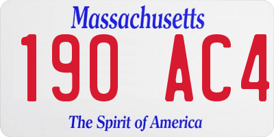 MA license plate 190AC4