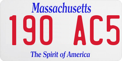 MA license plate 190AC5