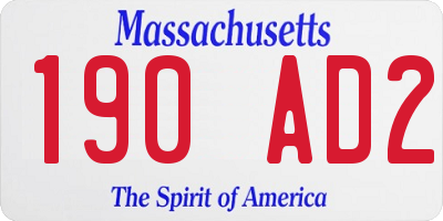 MA license plate 190AD2