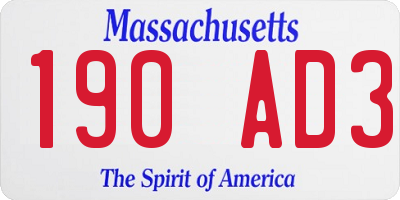 MA license plate 190AD3