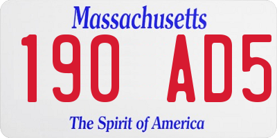 MA license plate 190AD5