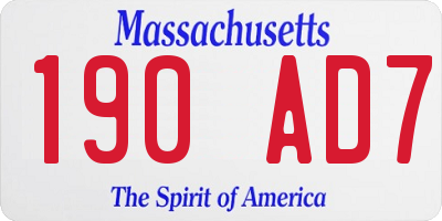 MA license plate 190AD7