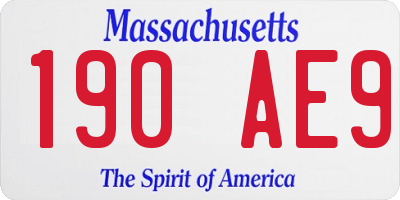MA license plate 190AE9