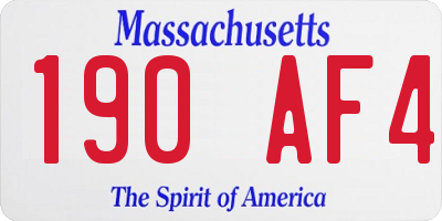 MA license plate 190AF4