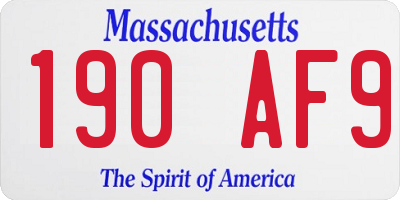MA license plate 190AF9