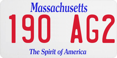 MA license plate 190AG2