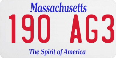 MA license plate 190AG3