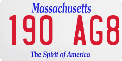 MA license plate 190AG8