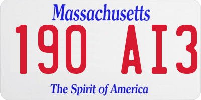 MA license plate 190AI3