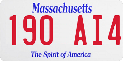 MA license plate 190AI4