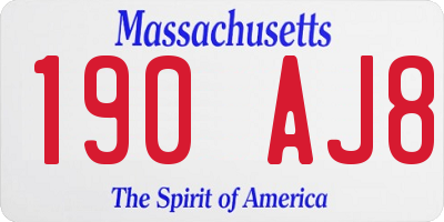 MA license plate 190AJ8