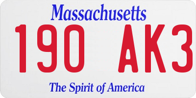 MA license plate 190AK3