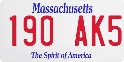 MA license plate 190AK5
