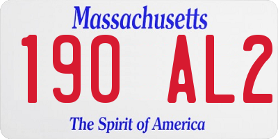 MA license plate 190AL2