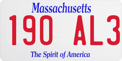 MA license plate 190AL3