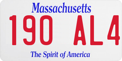 MA license plate 190AL4