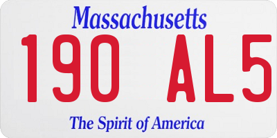 MA license plate 190AL5