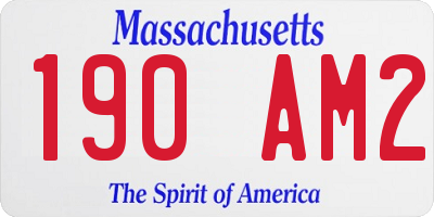 MA license plate 190AM2