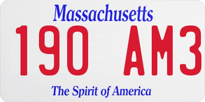 MA license plate 190AM3