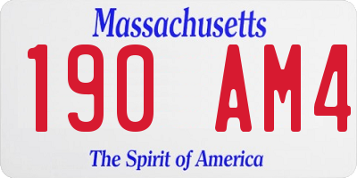 MA license plate 190AM4