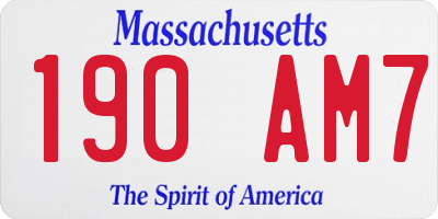 MA license plate 190AM7