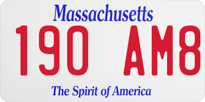 MA license plate 190AM8