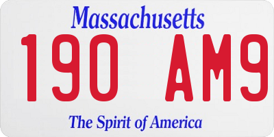 MA license plate 190AM9