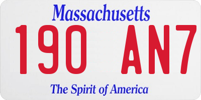 MA license plate 190AN7