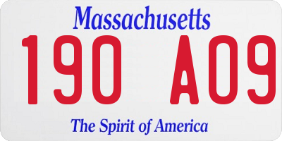 MA license plate 190AO9