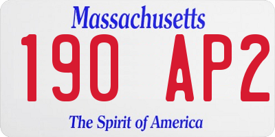 MA license plate 190AP2