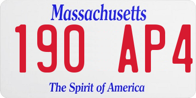 MA license plate 190AP4
