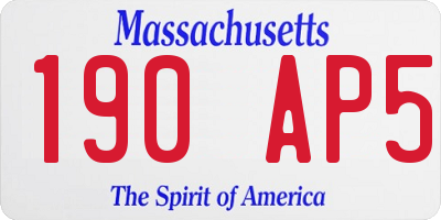 MA license plate 190AP5