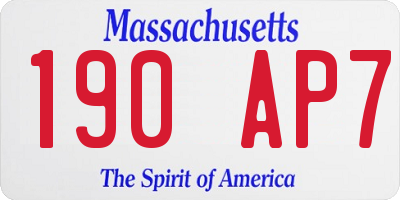 MA license plate 190AP7