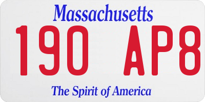 MA license plate 190AP8