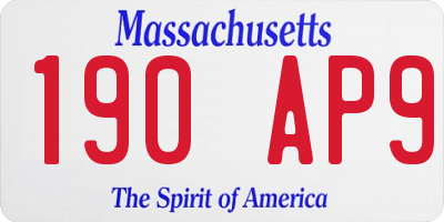 MA license plate 190AP9